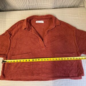 Free People terry cloth crop shirt